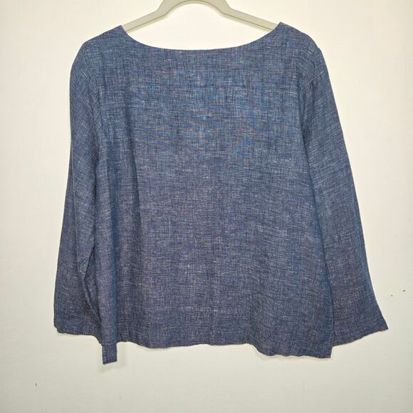 Sigrid Olsen Blue Linen Women's Pullover Top. Size Medium - Picture 2 of 6